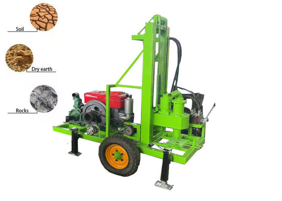 100m/150m Depth Hydraulic Water Well Drilling Rig With 2 Wheels
