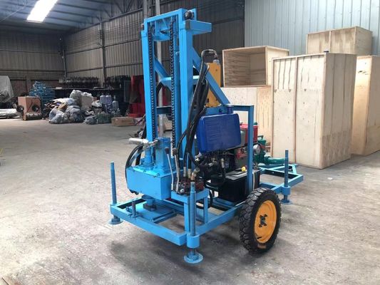 Blue Hydraulic Water Well Drilling Rig With Full Sets Of Drilling Tool