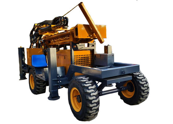 65KW Diesel Engine Wheel Water Well Drilling Rig For Agriculture / Geothermal Wells