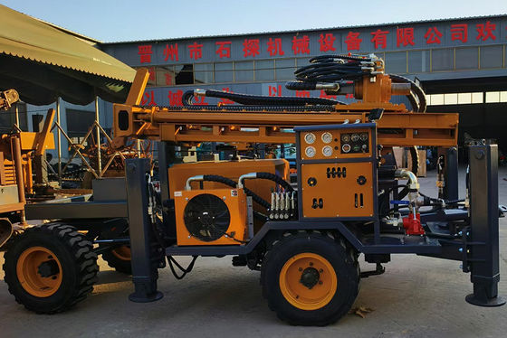65KW Diesel Engine Wheel Water Well Drilling Rig For Agriculture / Geothermal Wells
