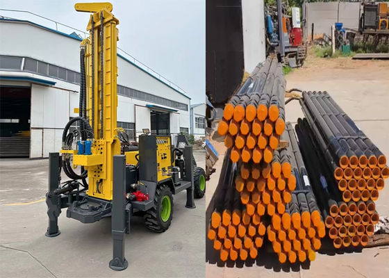 260m Ground Source Heat Pump / Wheeled Pneumatic Water Well Drilling Rig