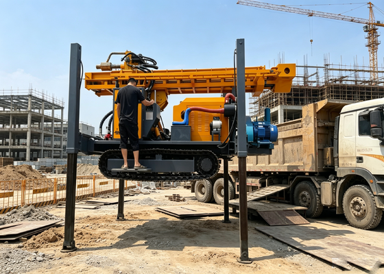 Plate-forme de forage pneumatique robuste avec levage par treuil principal de 24 tonnes