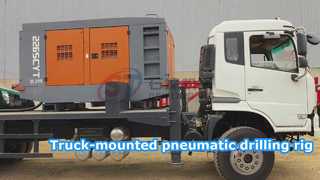 Grande foreuse pneumatique montée sur véhicule